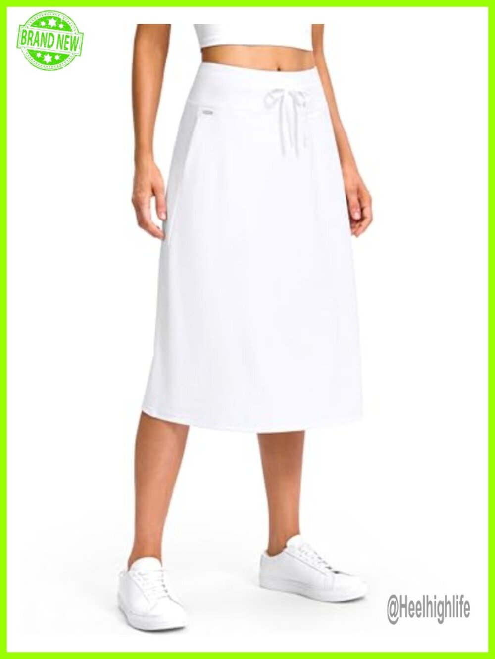 High Waisted Midi Skort with Pockets & Built-in Shorts for Women Golf Travel